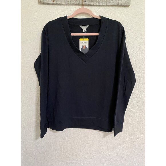 Orvis Women's V-Neck Dropped Shoulders Sweatshirt, Small, Black - Picture 5 of 11